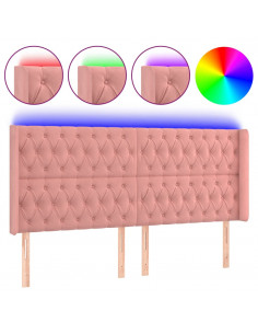 Testiera a LED rosa 183x16x118/128 cm in Velluto 2