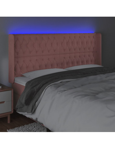 Testiera a LED rosa 183x16x118/128 cm in Velluto