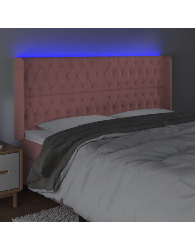 Testiera a LED rosa 203x16x118/128 cm in Velluto