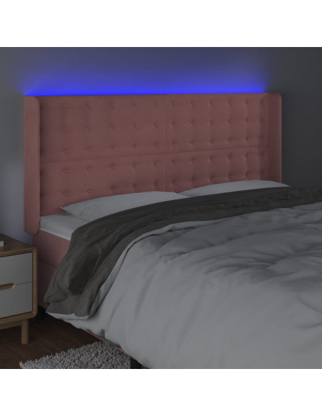 Testiera a LED rosa 203x16x118/128 cm in Velluto