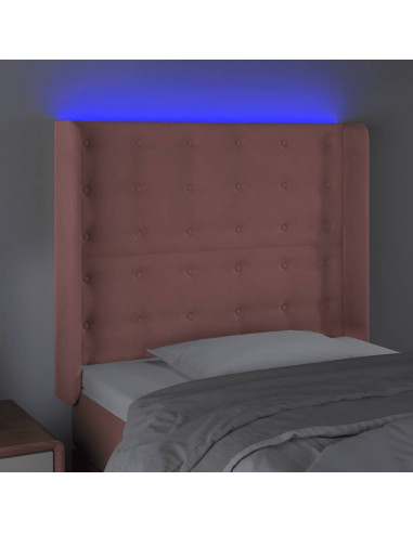 Testiera a LED rosa 103x16x118/128 cm in Velluto