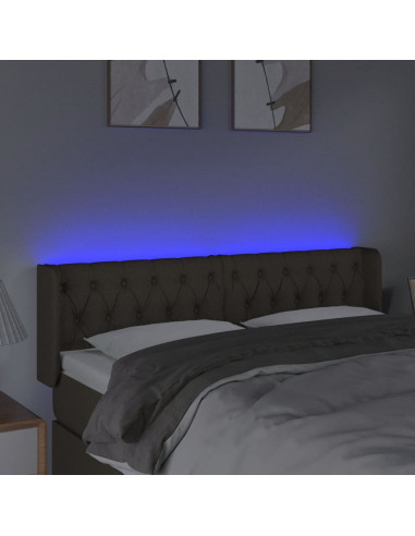 Testiera a LED Tortora 163x16x78/88 cm in Tessuto