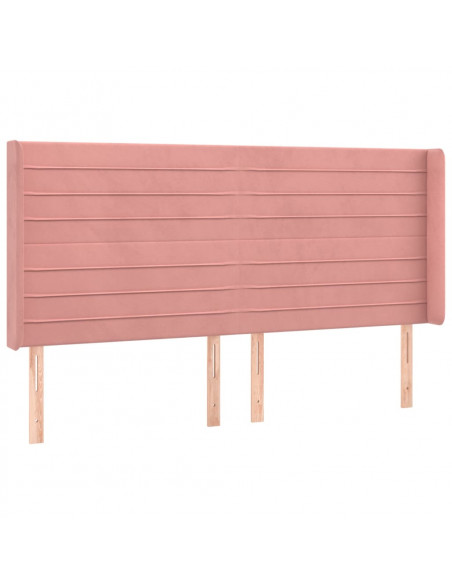 Testiera ad Orecchio Rosa 203x16x118/128 cm in Velluto