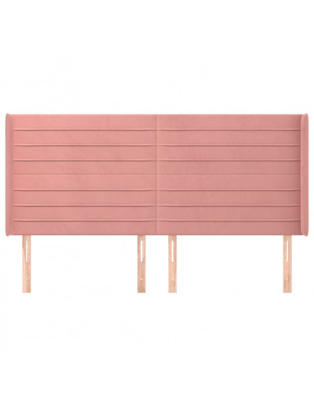 Testiera ad Orecchio Rosa 203x16x118/128 cm in Velluto