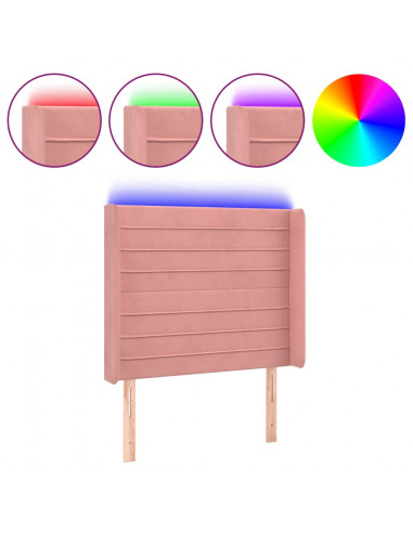 Testiera a LED rosa 103x16x118/128 cm in Velluto