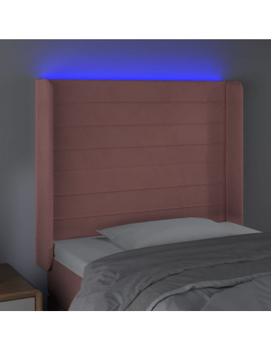 Testiera a LED rosa 103x16x118/128 cm in Velluto