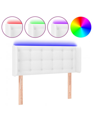 Testiera a LED Bianca 83x16x78/88 cm in Similpelle