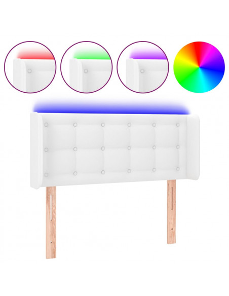 Testiera a LED Bianca 83x16x78/88 cm in Similpelle