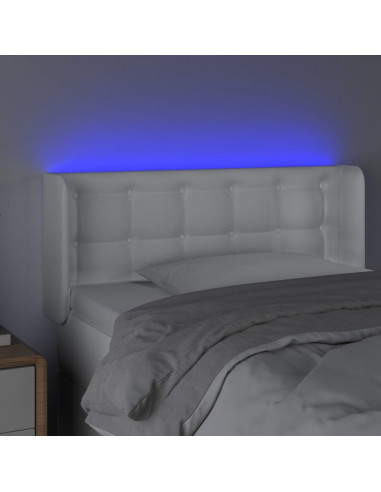 Testiera a LED Bianca 83x16x78/88 cm in Similpelle