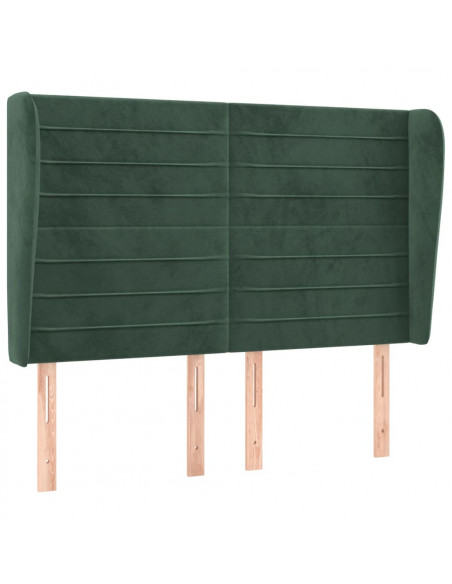 Testiera ad Orecchio Verde Scuro 147x23x118/128cm in Velluto