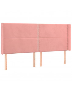 Testiera ad Orecchio Rosa 183x16x118/128 cm in Velluto 2