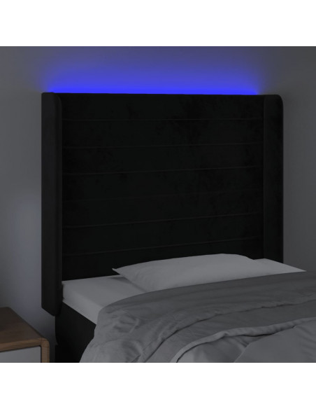 Testiera a LED Nera 103x16x118/128 cm in Velluto