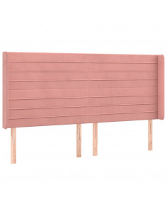 Testiera ad Orecchio Rosa 183x16x118/128 cm in Velluto 2