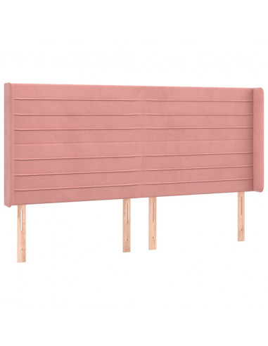 Testiera ad Orecchio Rosa 183x16x118/128 cm in Velluto