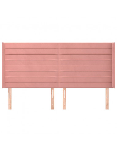 Testiera ad Orecchio Rosa 183x16x118/128 cm in Velluto
