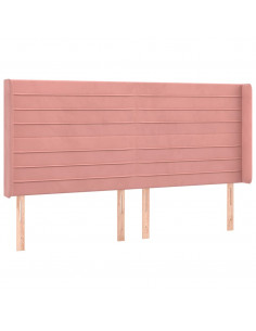 Testiera ad Orecchio Rosa 163x16x118/128 cm in Velluto 2