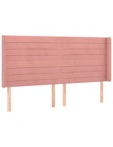 Testiera ad Orecchio Rosa 163x16x118/128 cm in Velluto