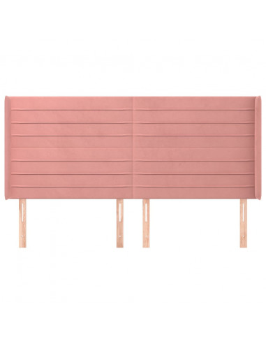 Testiera ad Orecchio Rosa 163x16x118/128 cm in Velluto