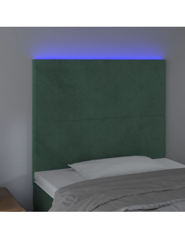 Testiera a LED verde Scuro 80x5x118/128 cm in Velluto