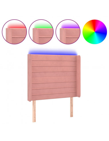 Testiera a LED Nera 93x16x118/128 cm in Velluto