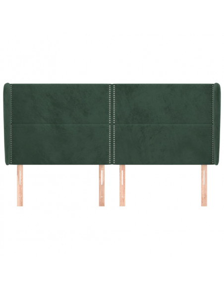 Testiera ad Orecchio Verde Scuro 203x23x118/128cm in Velluto