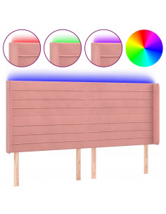 Testiera a LED rosa 163x16x118/128 cm in Velluto 2