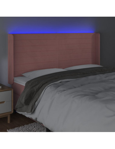 Testiera a LED rosa 163x16x118/128 cm in Velluto