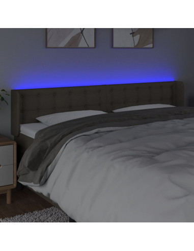 Testiera a LED Tortora 183x16x78/88 cm in Tessuto