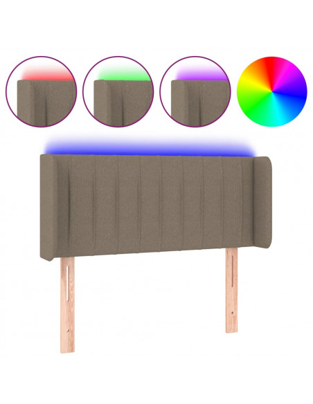 Testiera a LED Tortora 103x16x78/88 cm in Tessuto
