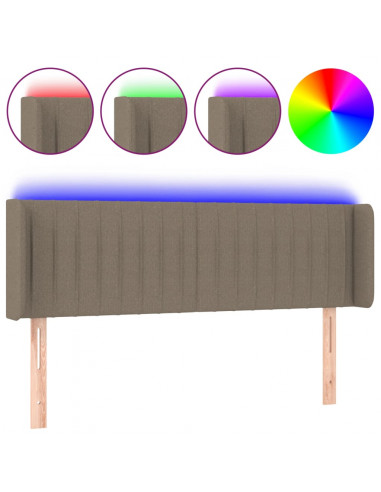 Testiera a LED Tortora 147x16x78/88 cm in Tessuto