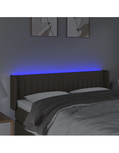 Testiera a LED Tortora 147x16x78/88 cm in Tessuto