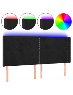 Testiera a LED Nera 163x16x118/128 cm in Velluto 2