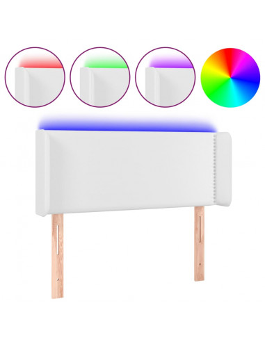 Testiera a LED Bianca 93x16x78/88 cm in Similpelle