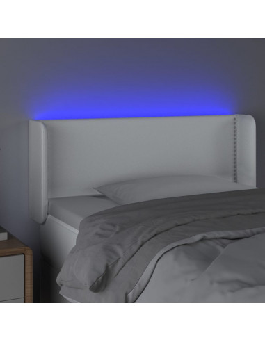 Testiera a LED Bianca 93x16x78/88 cm in Similpelle