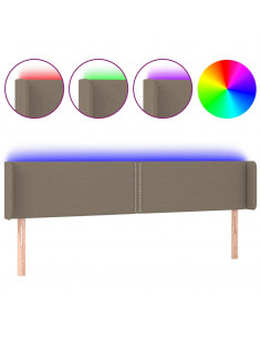 Testiera a LED Tortora 203x16x78/88 cm in Tessuto 2