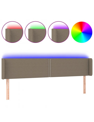 Testiera a LED Tortora 203x16x78/88 cm in Tessuto