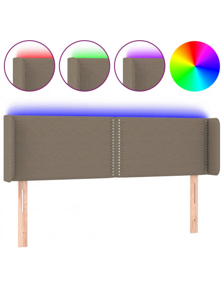 Testiera a LED Tortora 147x16x78/88 cm in Tessuto