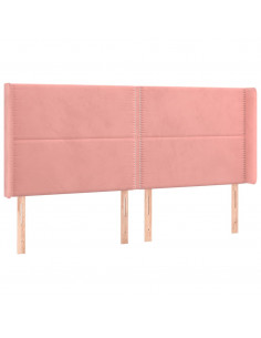 Testiera ad Orecchio Rosa 163x16x118/128 cm in Velluto 2