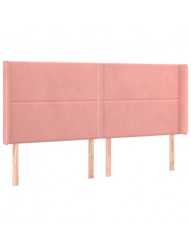 Testiera ad Orecchio Rosa 163x16x118/128 cm in Velluto