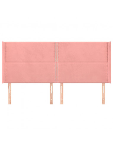 Testiera ad Orecchio Rosa 163x16x118/128 cm in Velluto