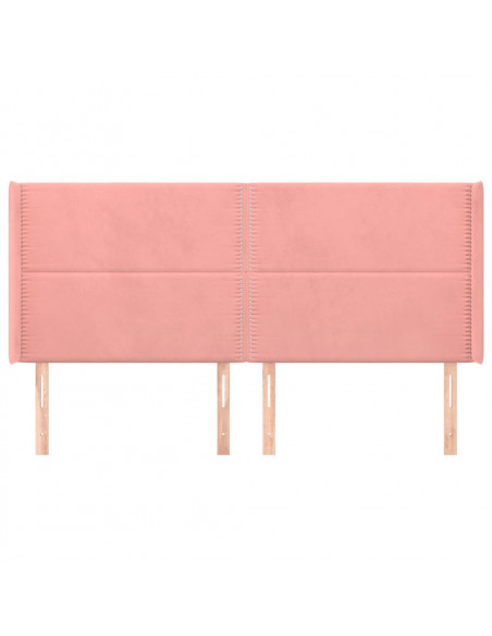 Testiera ad Orecchio Rosa 163x16x118/128 cm in Velluto