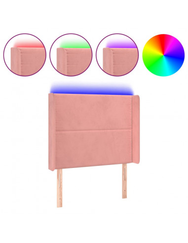 Testiera a LED rosa 83x16x118/128 cm in Velluto