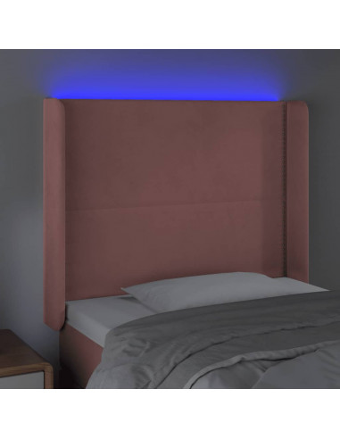 Testiera a LED rosa 103x16x118/128 cm in Velluto