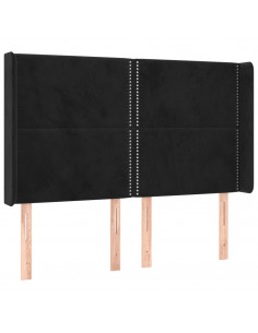 Testiera ad Orecchio Nera 147x16x118/128 cm in Velluto 2