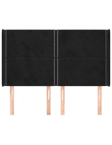 Testiera ad Orecchio Nera 147x16x118/128 cm in Velluto