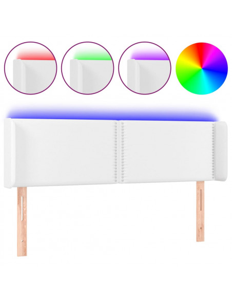 Testiera a LED Bianca 147x16x78/88 cm in Similpelle