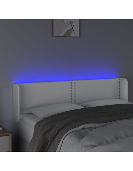Testiera a LED Bianca 147x16x78/88 cm in Similpelle