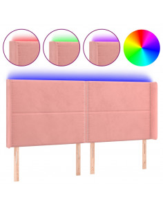 Testiera a LED rosa 203x16x118/128 cm in Velluto 2