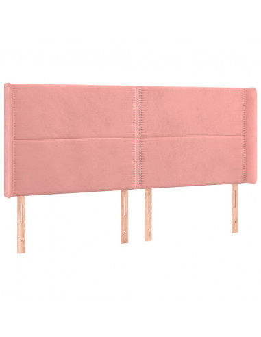 Testiera a LED rosa 203x16x118/128 cm in Velluto