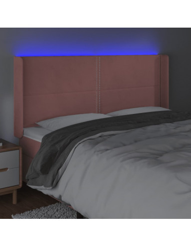 Testiera a LED rosa 203x16x118/128 cm in Velluto